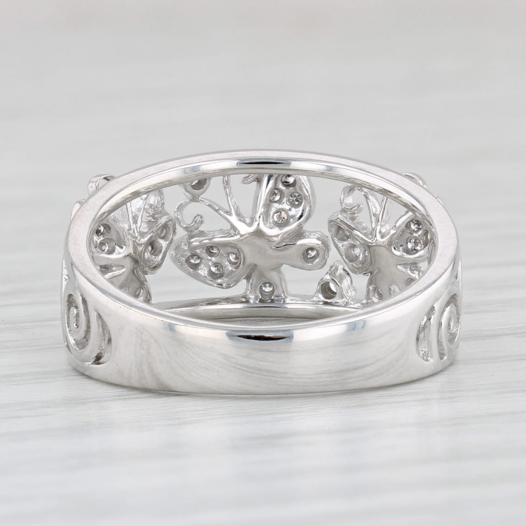 Light Gray Diamond Butterfly Ring 14k White Gold Size 7 Band