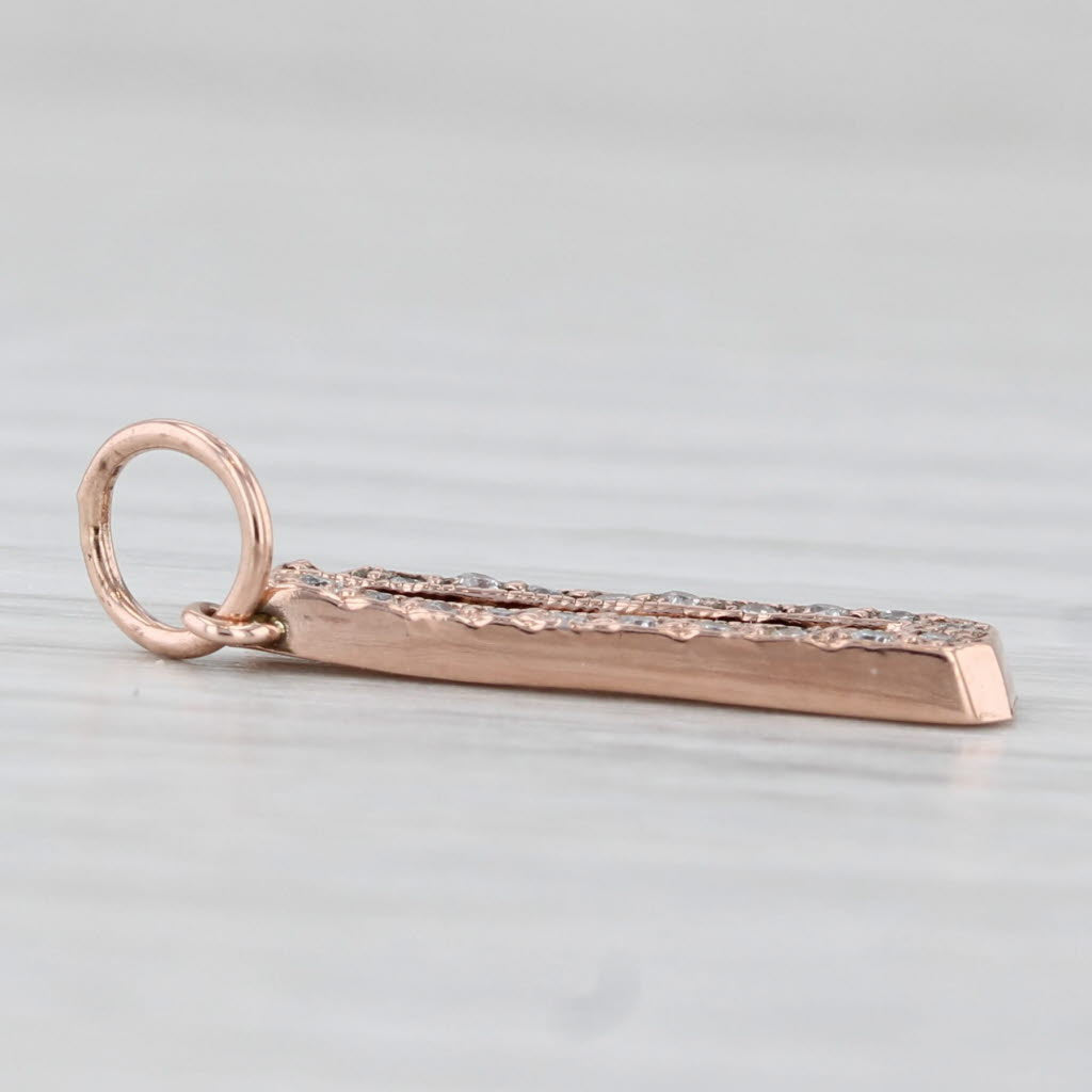 Light Gray Diamond Letter Initial "U" Pendant 14k Rose Gold Charm