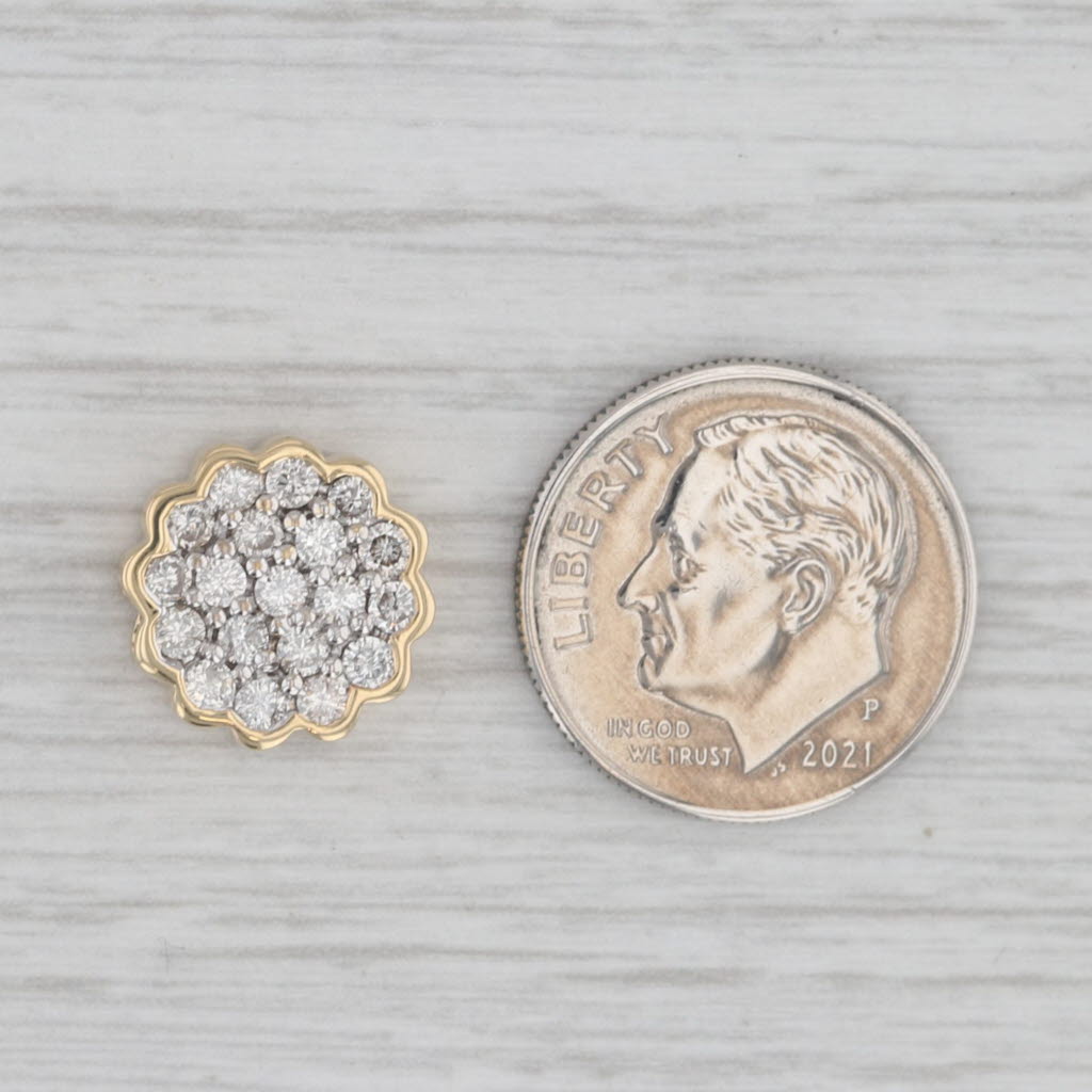 Gray 0.60ctw Diamond Cluster Flower Pendant 18k Yellow Gold