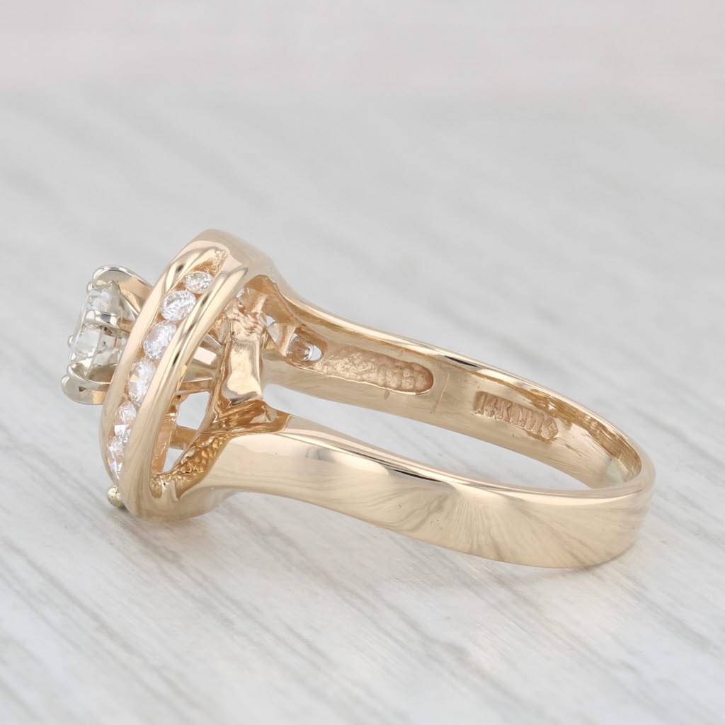 Light Gray 1.05ctw VS2 Diamond Engagement Ring 14k Gold Round Elegant Abstract Size 6.75