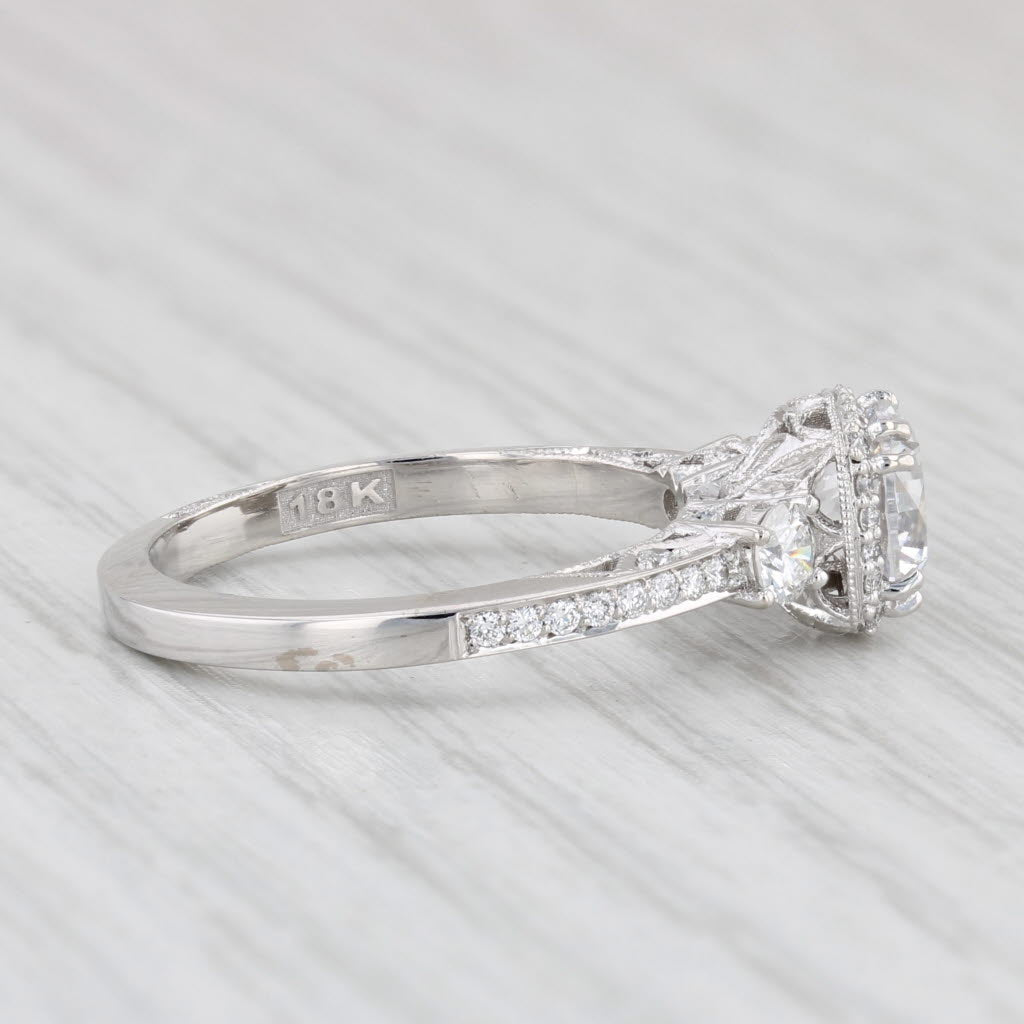 Light Gray New Semi Mount Engagement Ring Diamond Halo 18k Gold Certificate Sz 6.5 Tacori