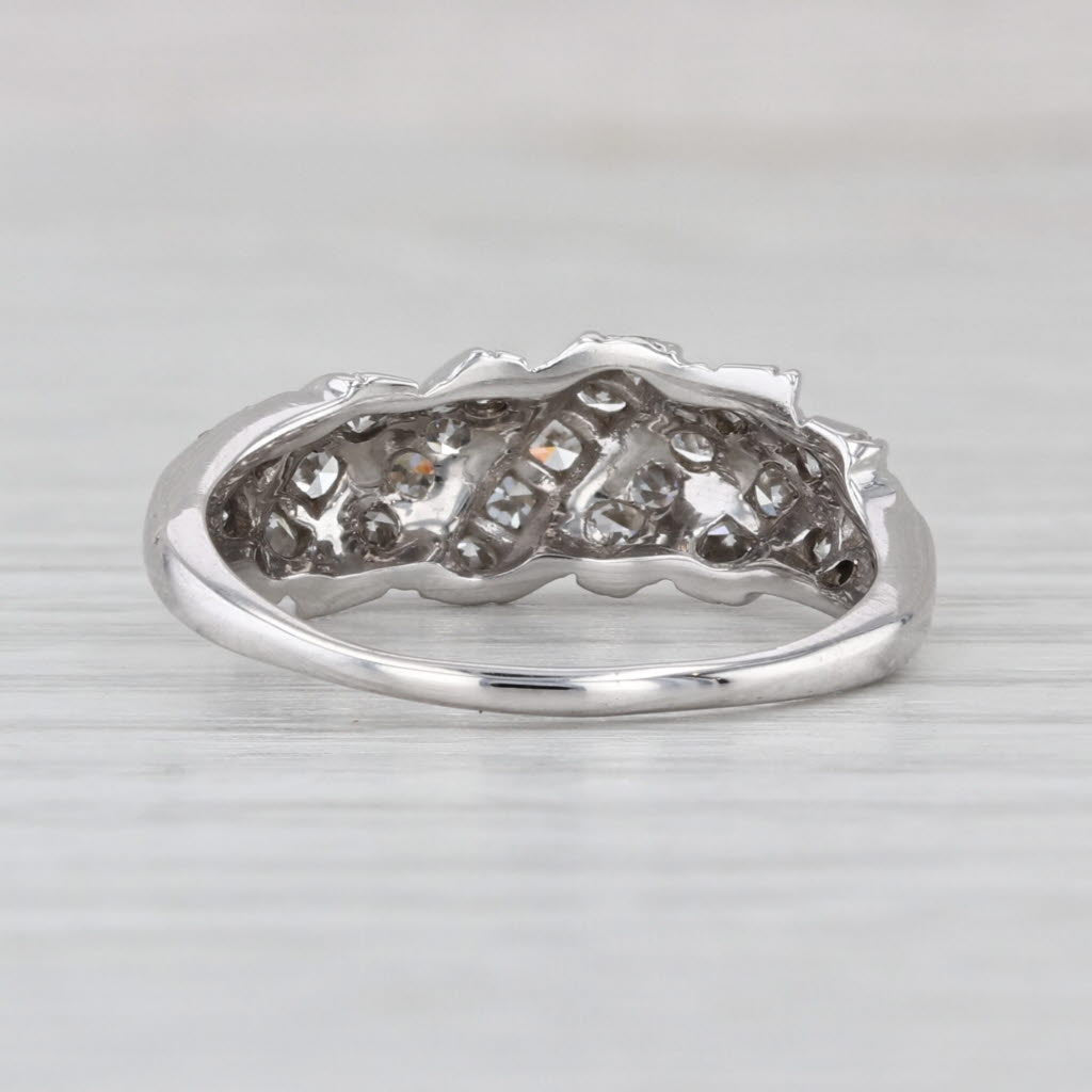 0.54ctw Scalloped Diamond Croissant Ring 14k White Gold Size 7 Bridal