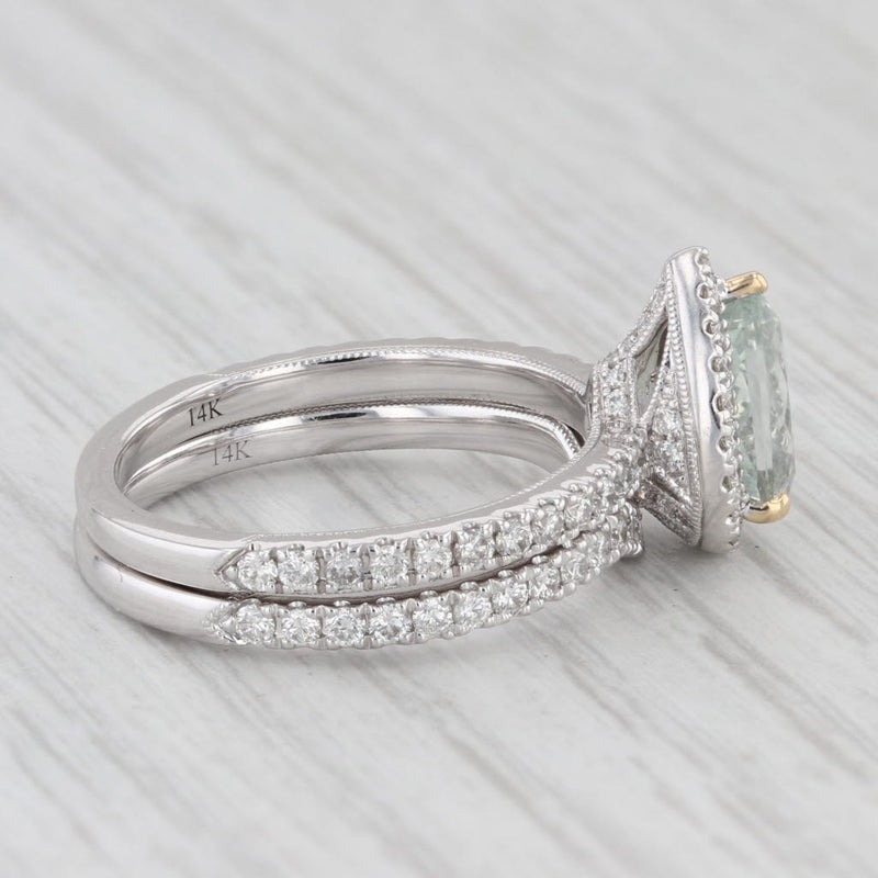 Neil Lane 14k White Gold Prasiolite Pear Halo Engagement Ring Bridal Set