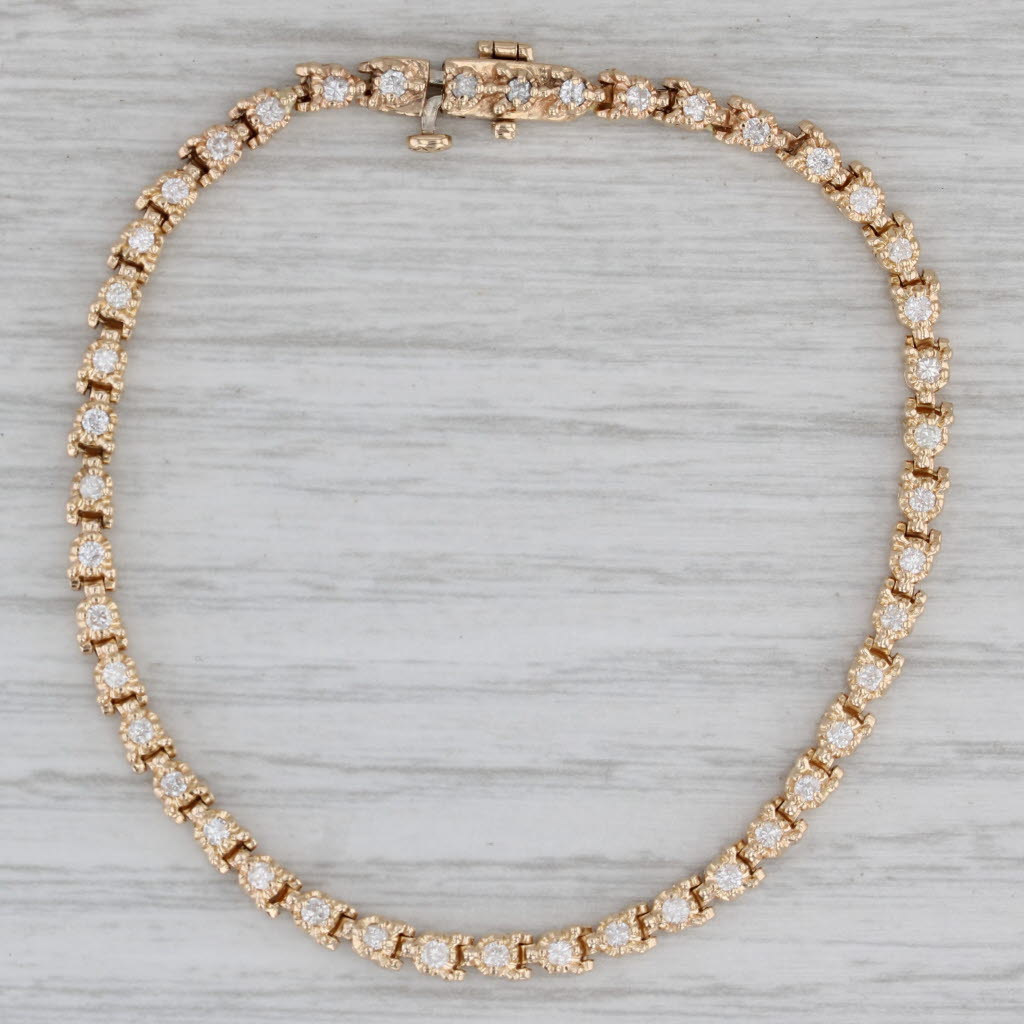 Gray 0.90ctw Diamond Tennis Bracelet 14k Yellow Gold 6.5" 3.2mm
