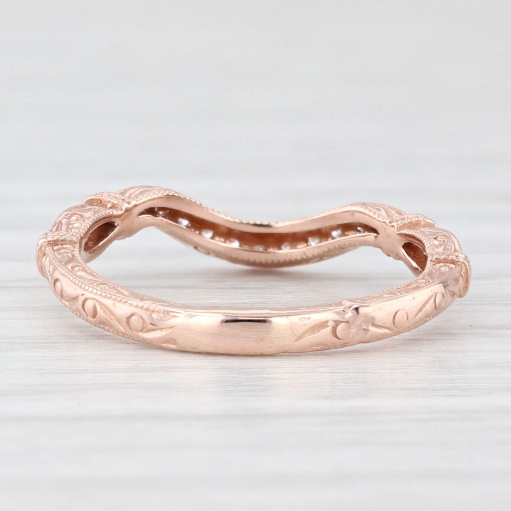 Light Gray Shane & Co 0.10ctw Diamond Wedding Band 14k Rose Gold Size 5 Ornate Ring