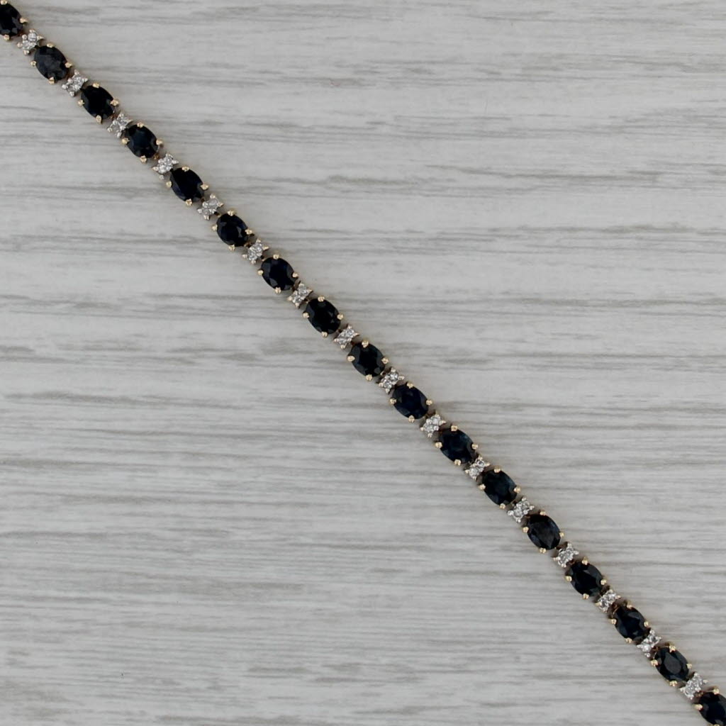 7.68ctw Blue Sapphire Diamond Tennis Bracelet 14k Yellow Gold 7.75" 3.4mm