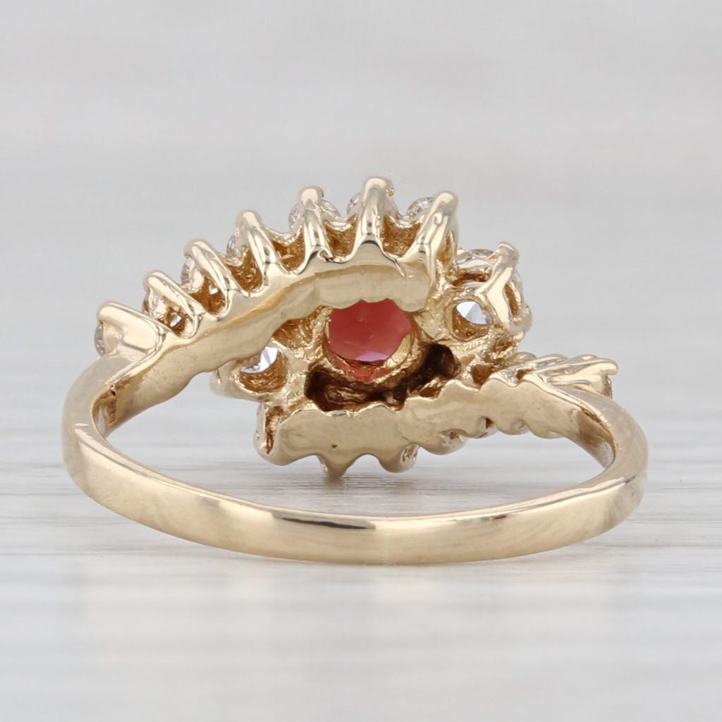 Light Gray 1.30ctw Garnet Diamond Ring 14k Yellow Gold Size 5.5 Bypass