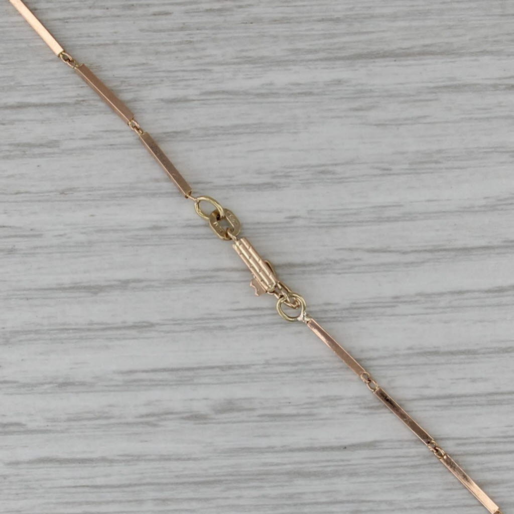 Vintage Watch Chain Style Bar Link Necklace 14k Yellow Gold 1.2mm 24" Long Chain