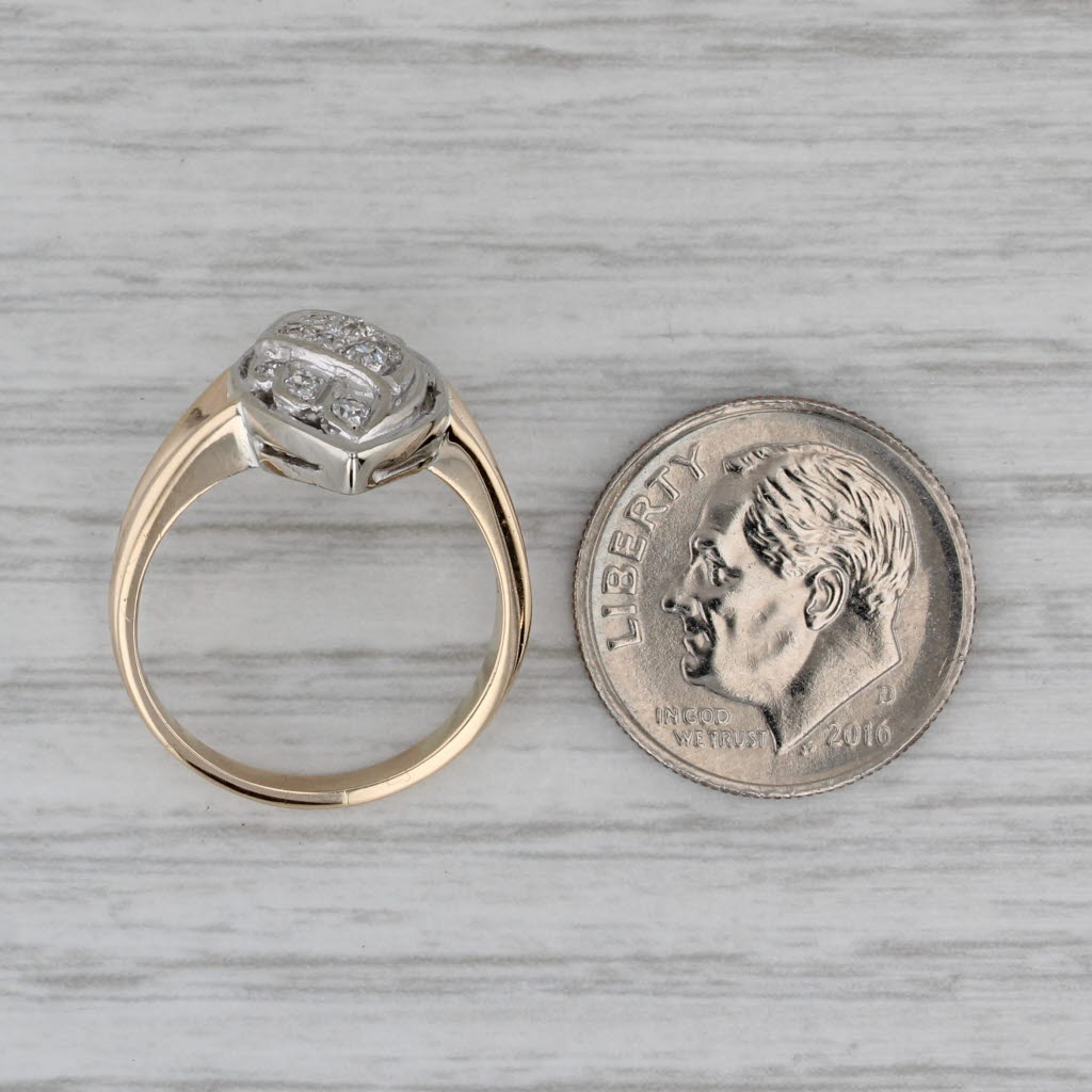 Dark Gray 0.15ctw Diamond Ring 14k White Yellow Gold Size 5.25