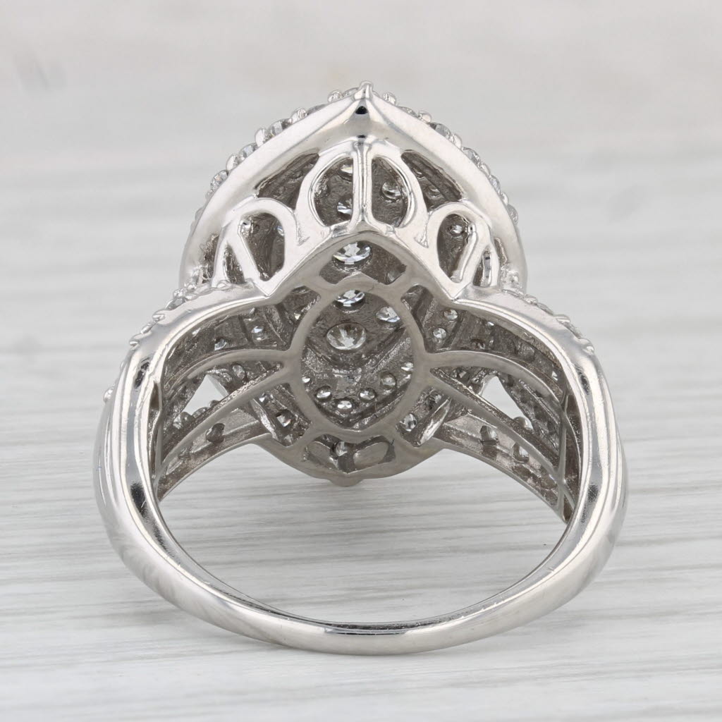 Light Gray 1.89ctw Lab Created Diamond Marquise Halo Ring 10k White Gold Size 8 Cocktail