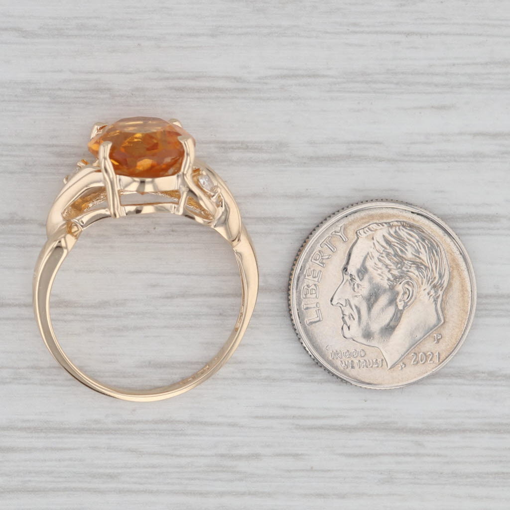 Gray 4.24ctw Orange Oval Citrine Diamond Ring 14k Yellow Gold Size 8