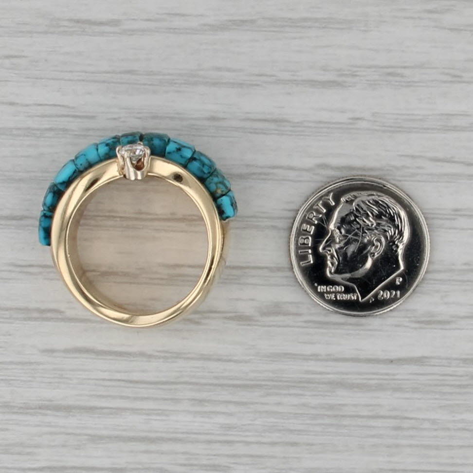 Harvey Begay Navajo Ring Turquoise Diamond 14k Gold Vintage Native American