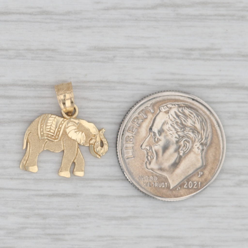 Gray Elephant Pendant 14k Yellow Gold Small Animal Charm