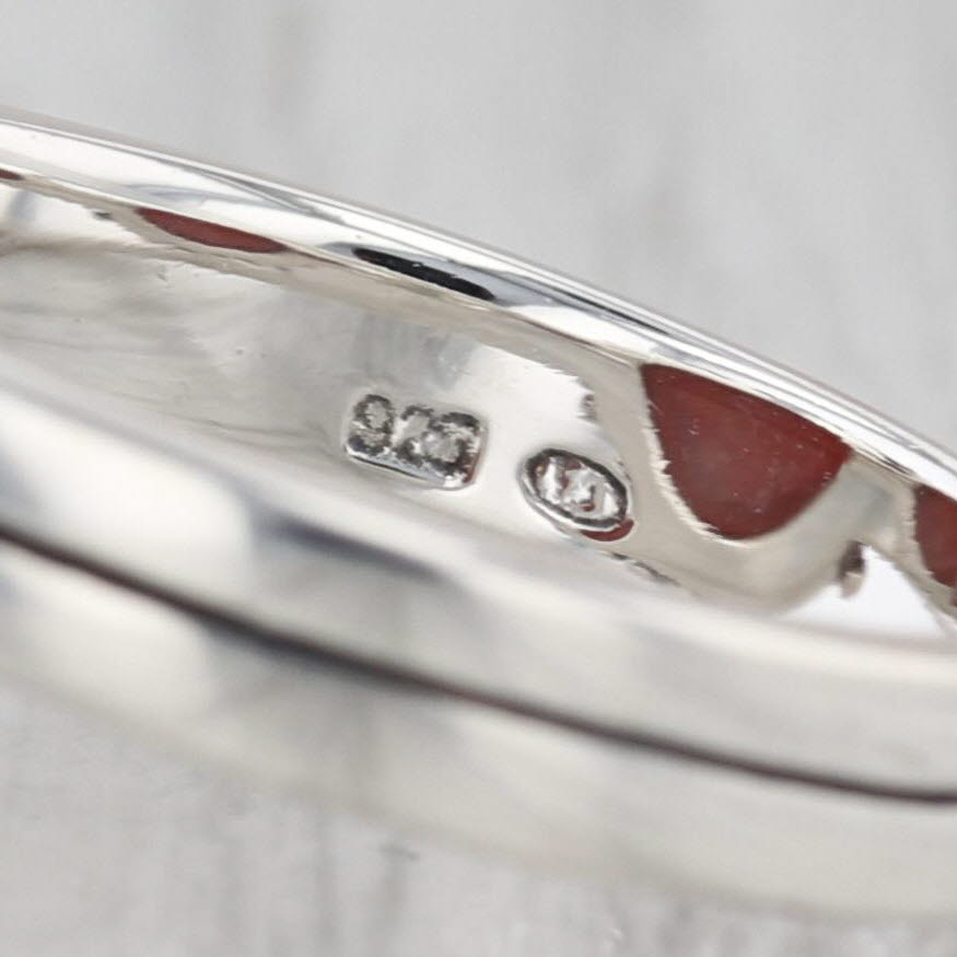 Orange Resin Bead Accented Ring Sterling Silver Size 8