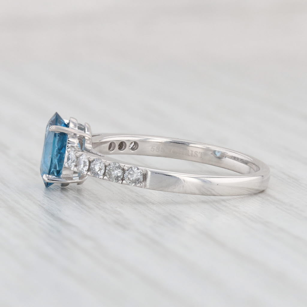Light Gray 1.73ctw Oval London Blue Sapphire Diamond Ring 14k White Gold Sz 7.5 Engagement