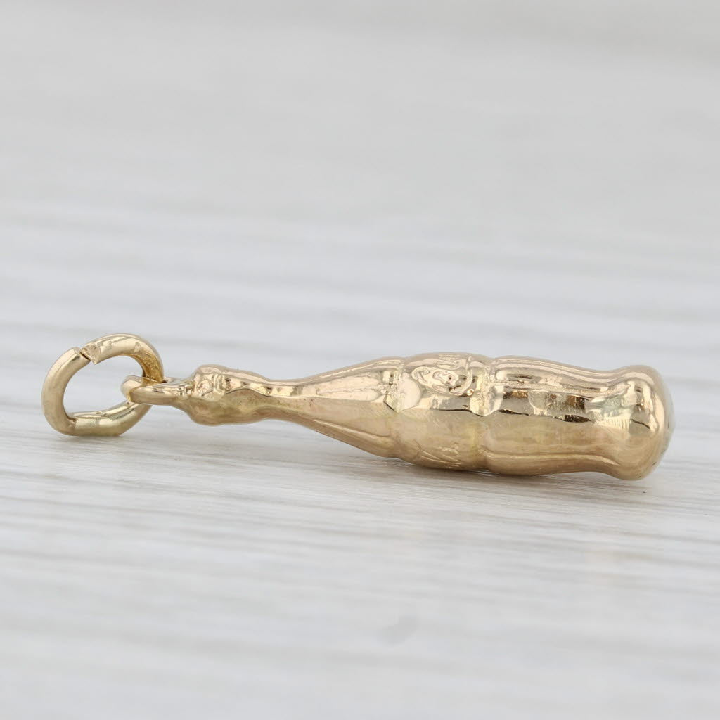 Light Gray Coca Cola Bottle Charm 14k Yellow Gold Soda Keepsake Pendant