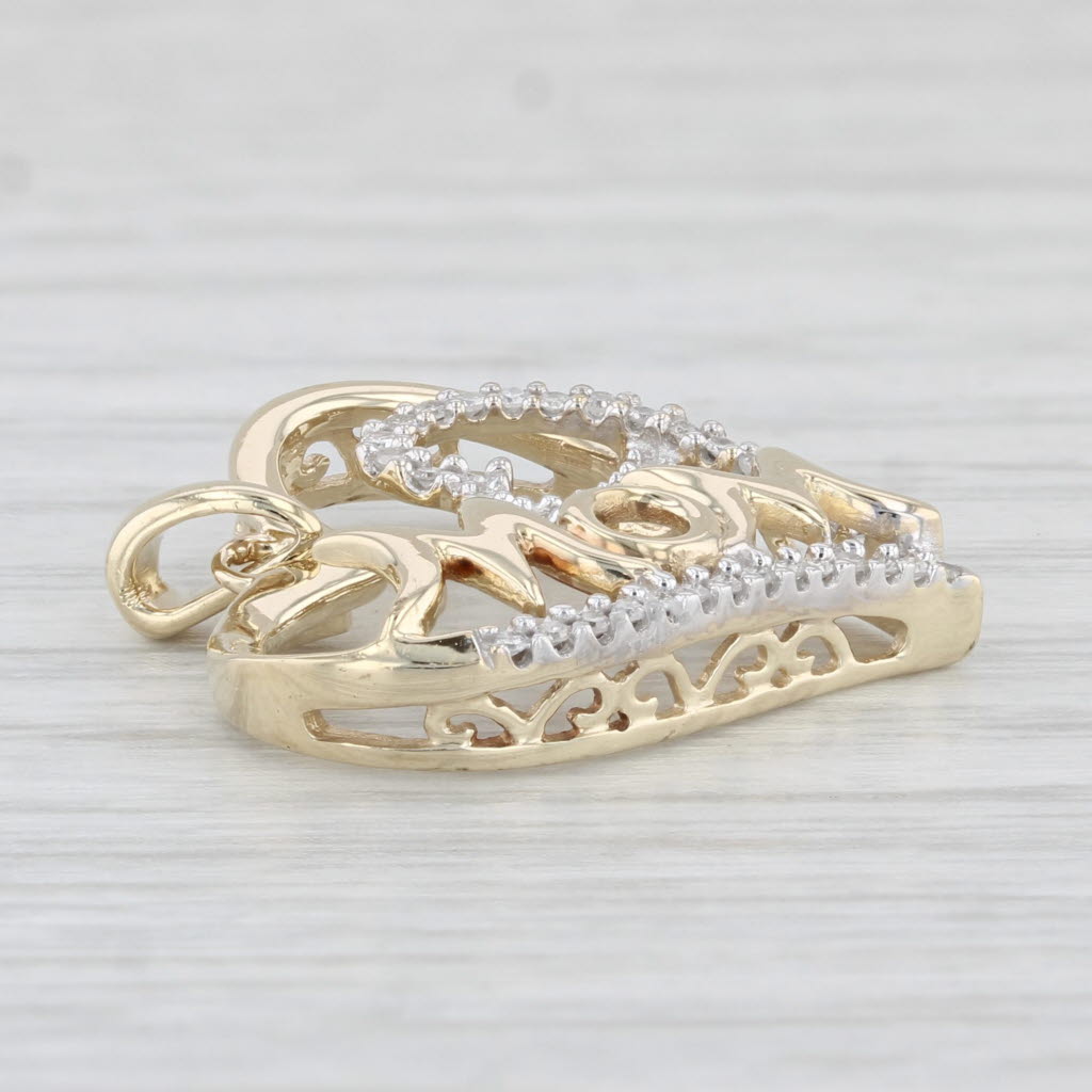 Light Gray Diamond MOM Heart Pendant 10k Yellow Gold Gift Keepsake