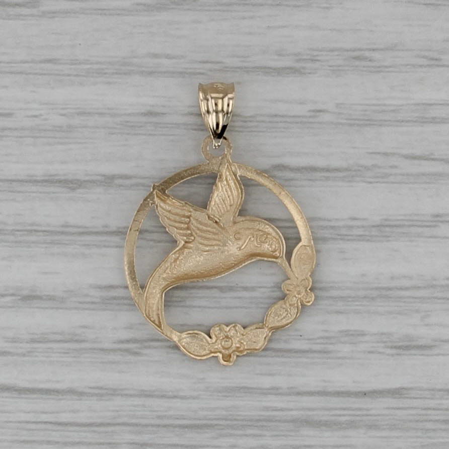 Hummingbird Flower Wreath Pendant 14k Yellwo Gold Michael Anthony