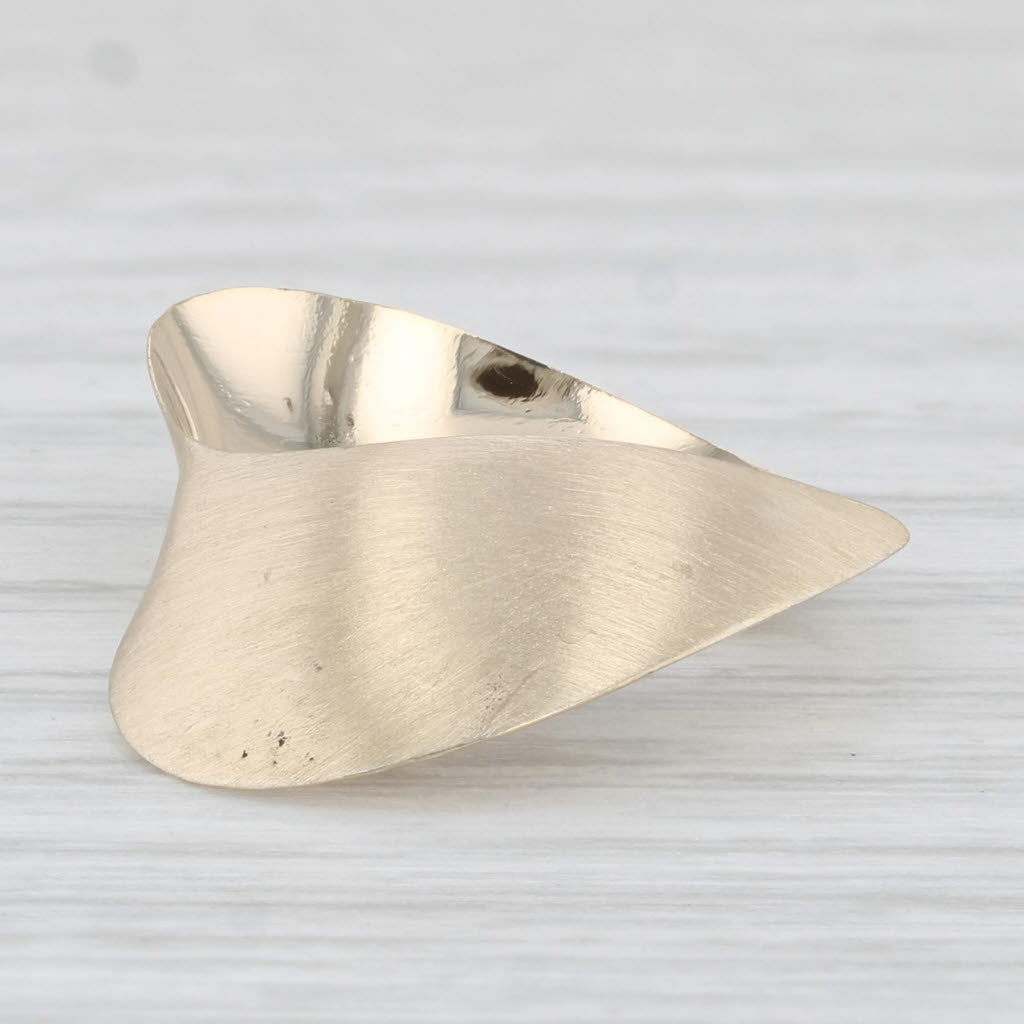 Light Gray Abstract Heart Pendant 14k Yellow Gold Small Drop Brushed Finish Light Weight
