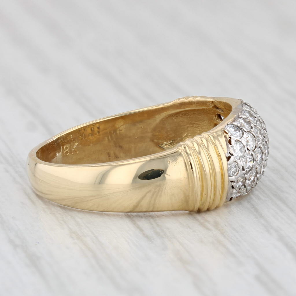 Light Gray 0.80ctw Pave Diamond Ring 18k Yellow Gold Size 8.5 Wedding Band