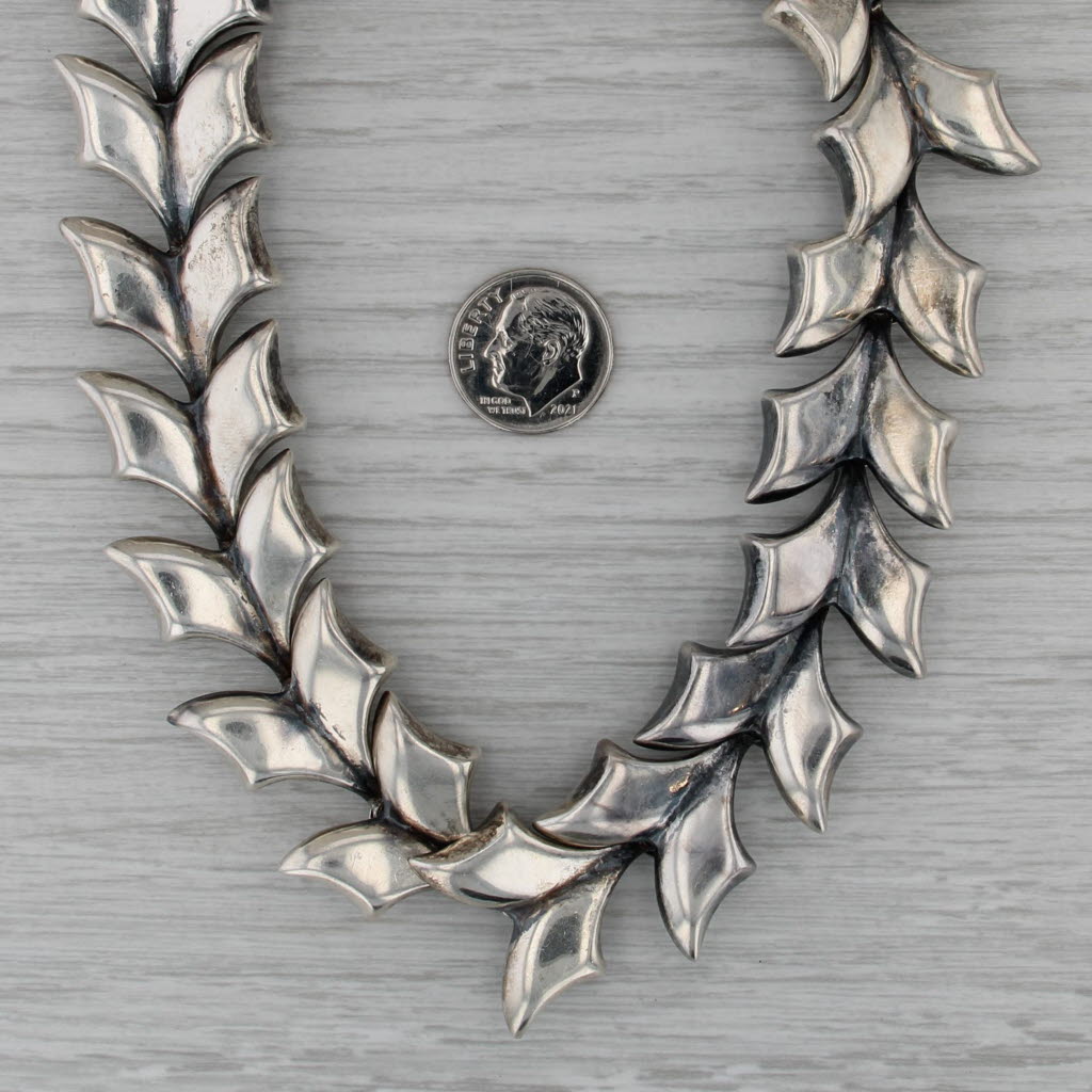 Vintage Lopaz Taxco Chevron V Link Necklace Sterling Silver 16" 22.2mm