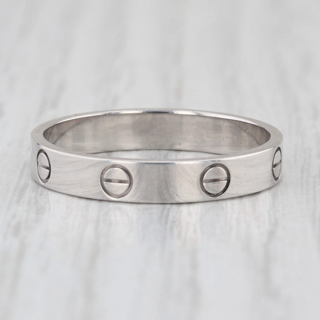 Vintage Cartier Ring 18k White Gold Band Size 9.5 61 Stackable Ring 3.5mm Mini