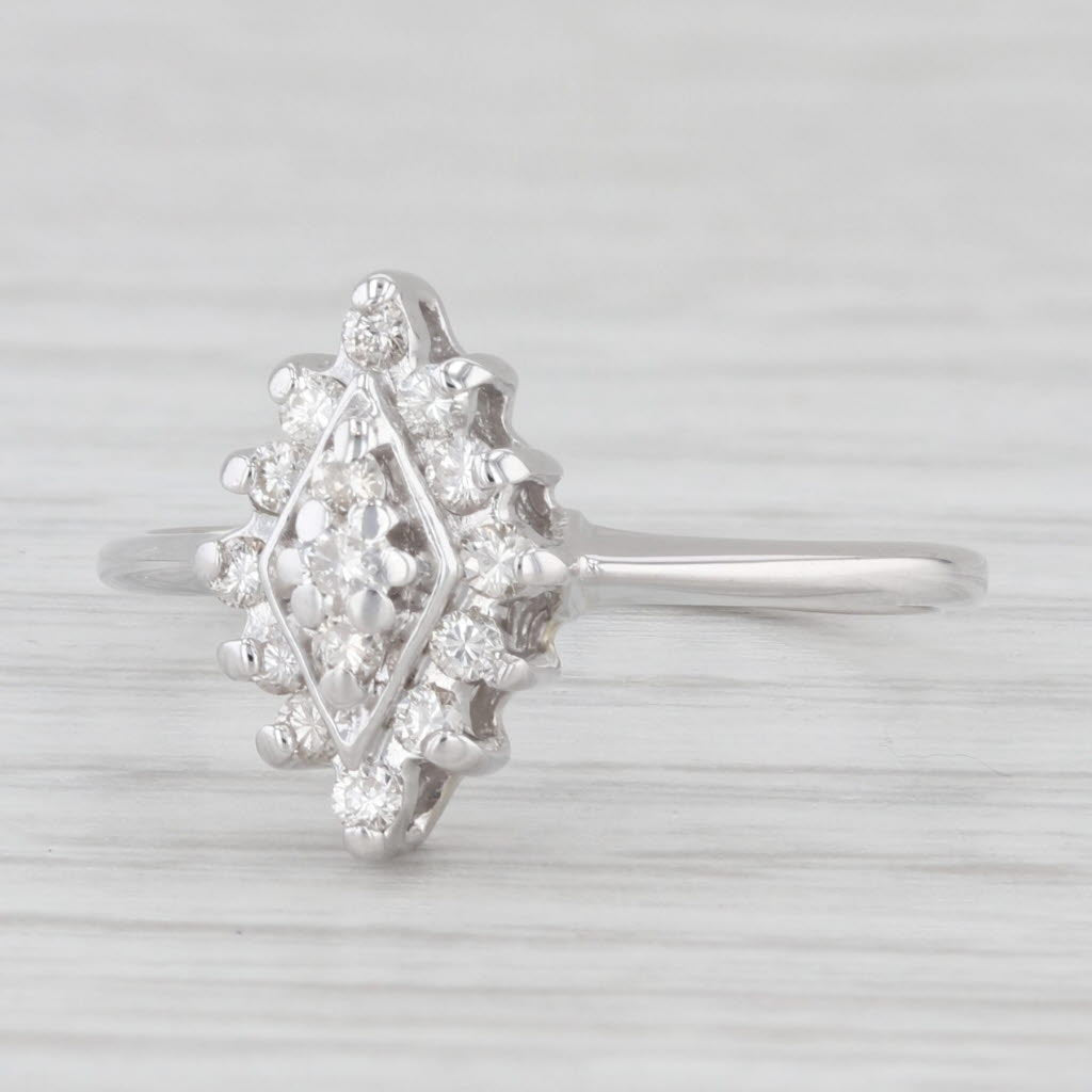 Light Gray 0.25ctw Diamond Marquise Halo Ring 14k White Gold Size 6 Engagement