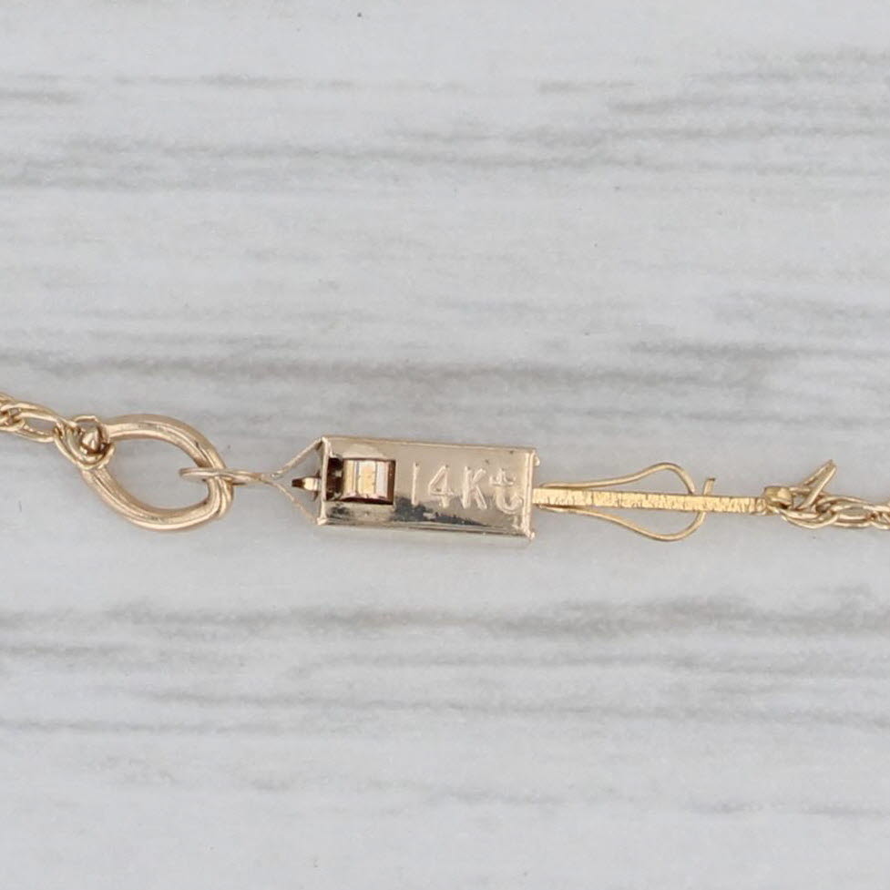 Gray Garnet Teardrop Pendant Necklace 14k Yellow Gold 18" Rope Chain