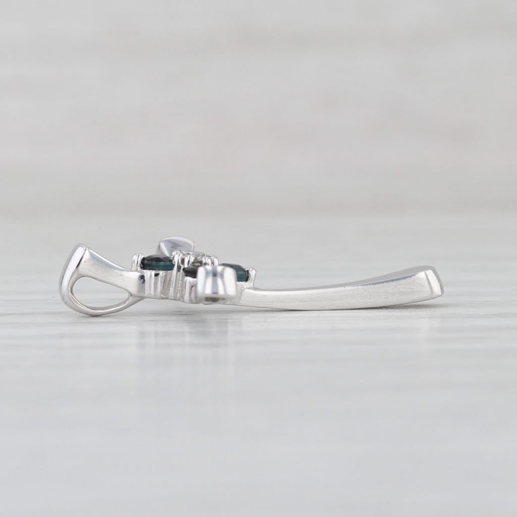 0.34ctw Blue Sapphire Diamond Cross Pendant 14k White Gold