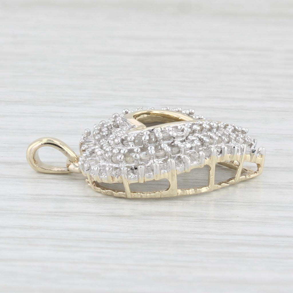 Light Gray 0.27ctw Diamond Open Heart Pendant 10k Yellow Gold