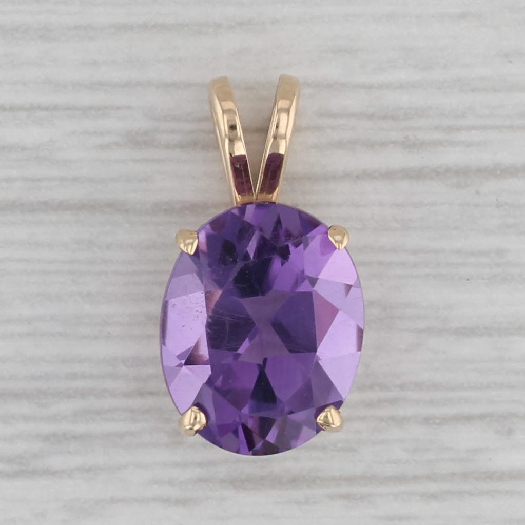 Gray 2.45ct Amethyst Oval Solitaire Pendant 14k Yellow Gold