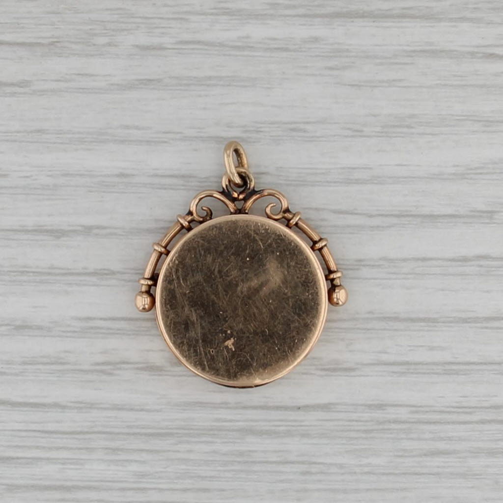 Victorian Engraved Picture Locket Pendant Fob 10k Yellow Gold Antique Opens