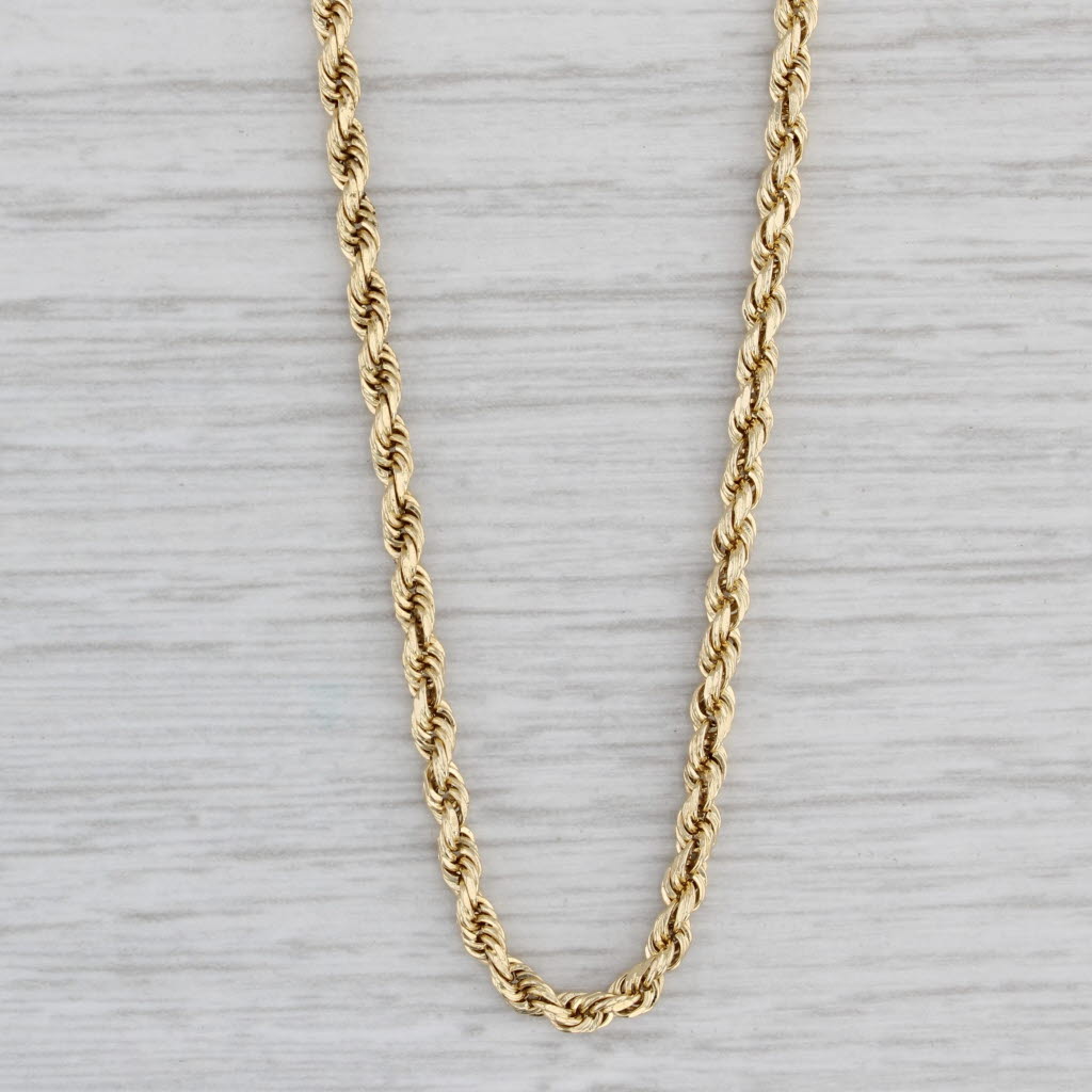 Gray 26.25" 2.1mm Rope Chain Necklace 14k Yellow Gold Lobster Clasp