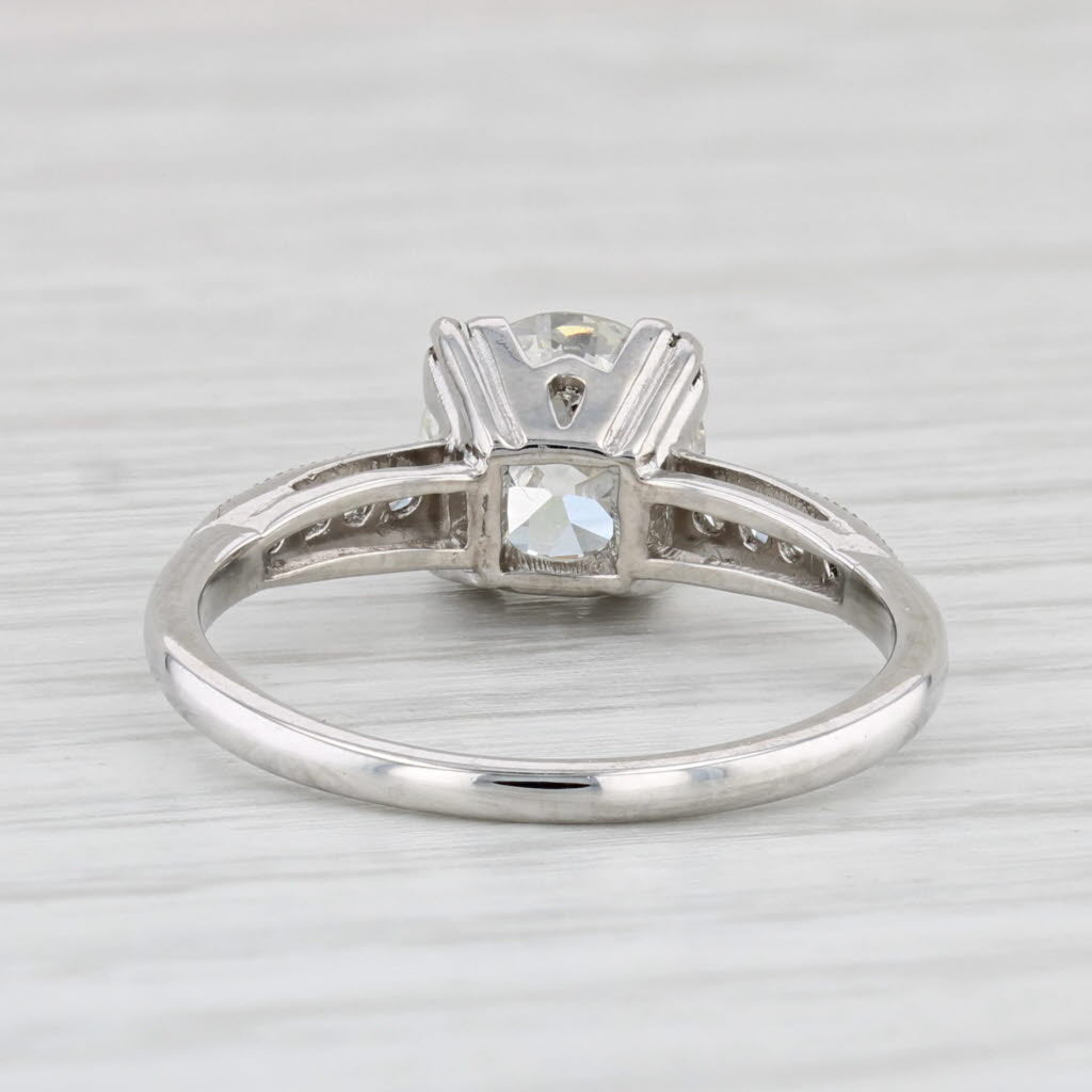 Light Gray 1.60ctw VS1 Round Diamond Engagement Ring Platinum Sz 7 Solitaire w/ Accents GIA