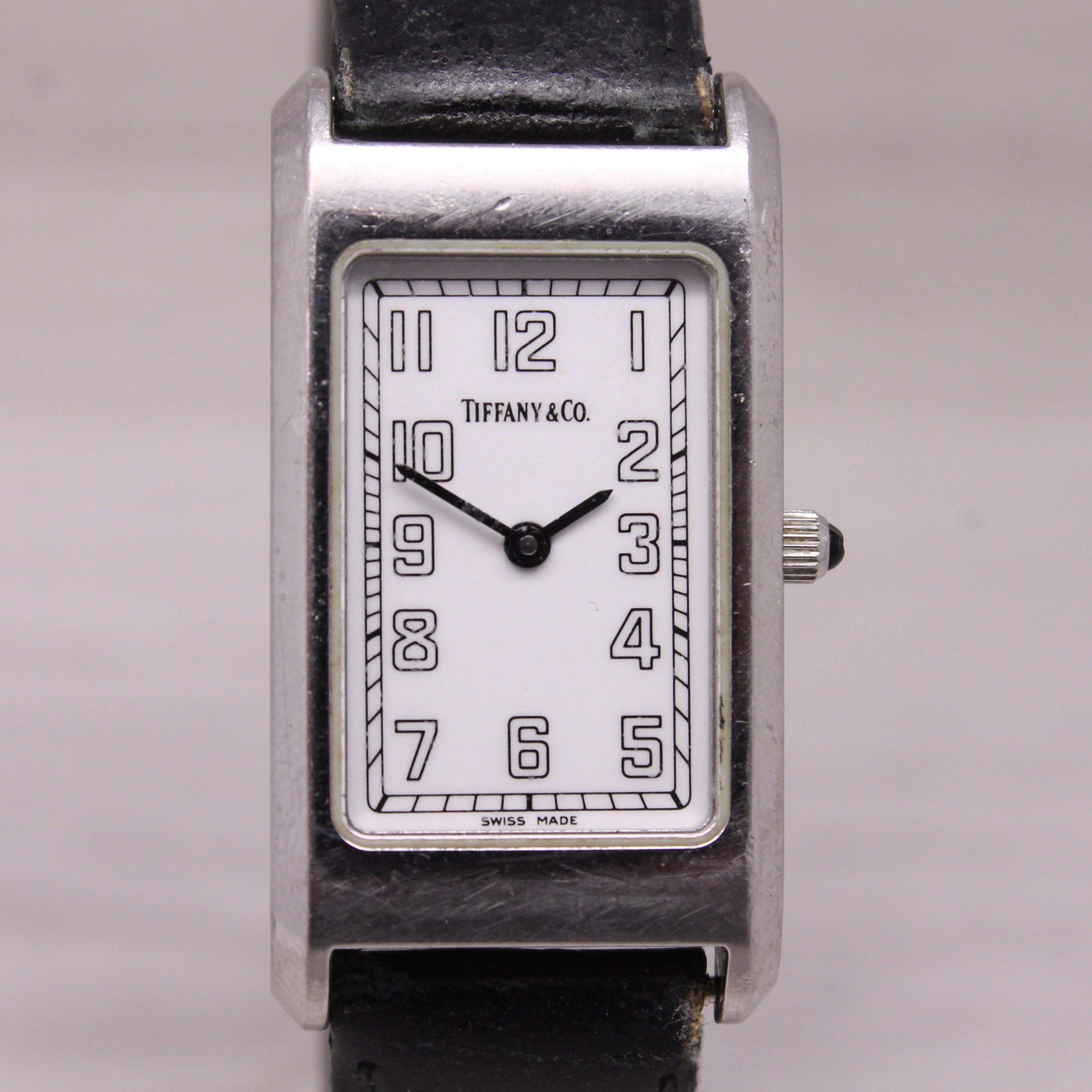 Vintage Tiffany & Co Ladies Tank Watch 20mm Steel Quartz Swiss Date 525.1027