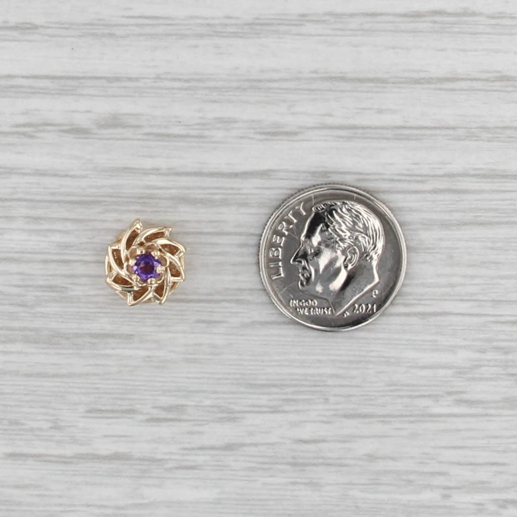0.14ct Amethyst Swirl Flower Slide Bracelet Charm 14k Gold Archer Hallmark