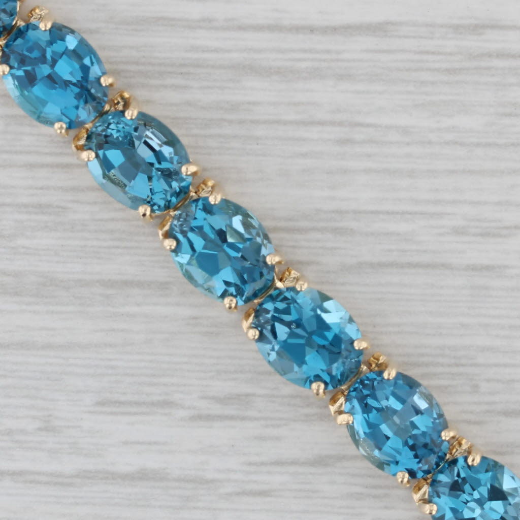 Gray 40ctw London Blue Topaz Tennis Bracelet 14k Yellow Gold 7" AS IS