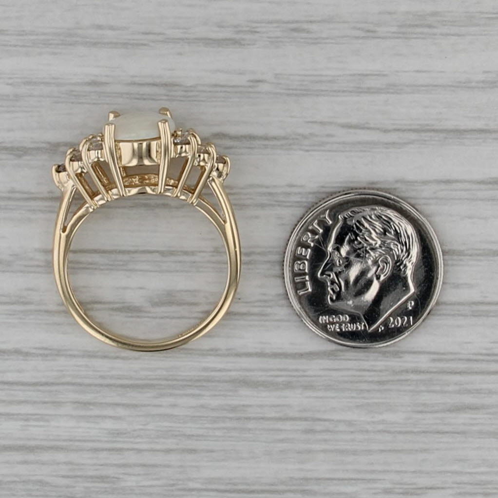 Opal 0.40ctw Diamond Clusters Ring 14k Yellow Gold Size 7 Oval Cabochon