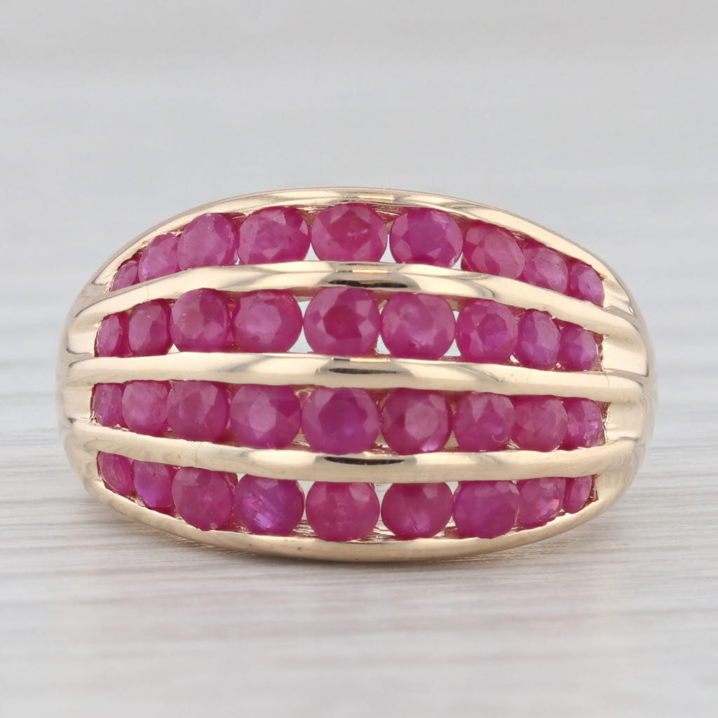 Light Gray 1.75ctw Ruby Cluster Ring 14k Yellow Gold Size 6