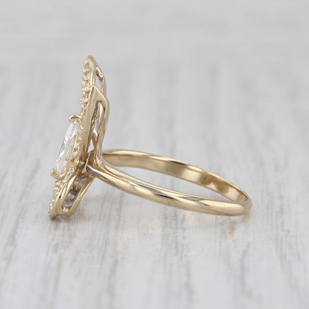1.36ctw Pave Diamond Marquise Butterfly Ring 14k Yellow Gold Size 7 Coctail