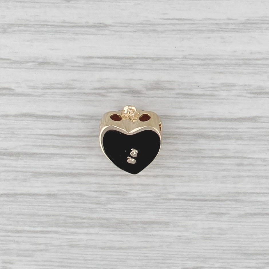 Vintage Diamond Pearl Crown Heart Slide Bracelet Charm 14k Yellow Gold