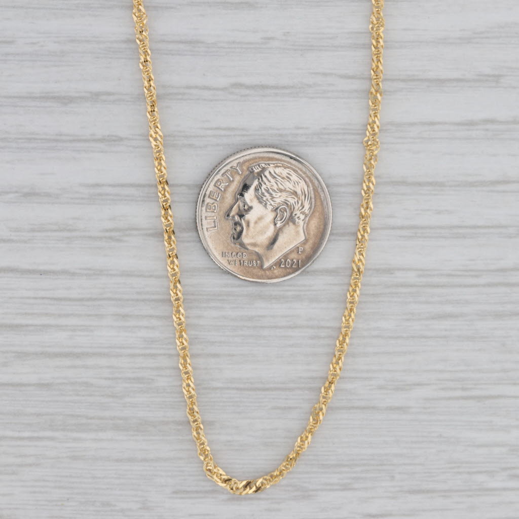 Gray Singapore Chain Necklace 14k Yellow Gold Long 20" 1.3mm