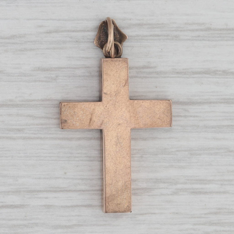 Victorian Antique Ornate Cross Pendant Gold Filled Reversible