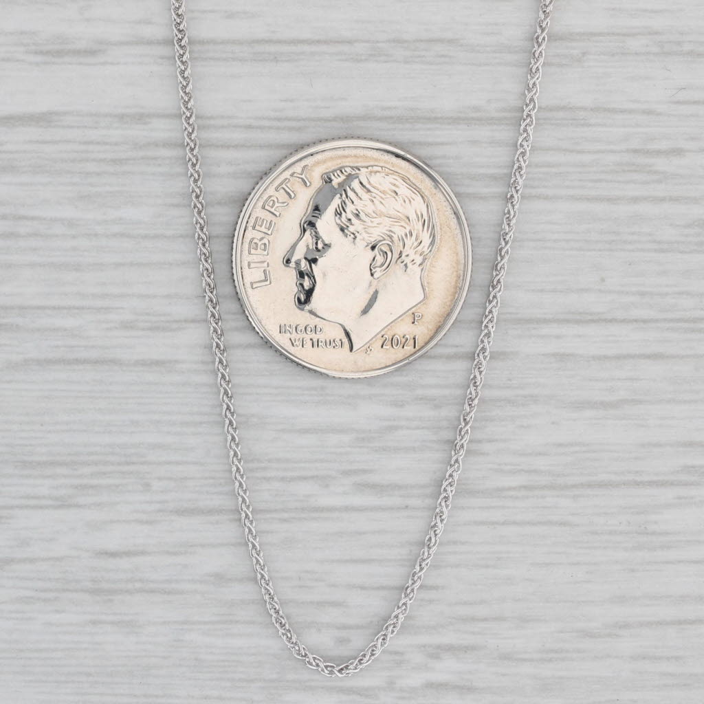 Gray 16" Wheat Chain Necklace 18k White Gold 1mm