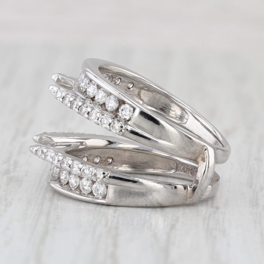 0.85ctw Diamond Ring Jacket Enhancer Guard 14k White Gold Wedding Band Size 6.5