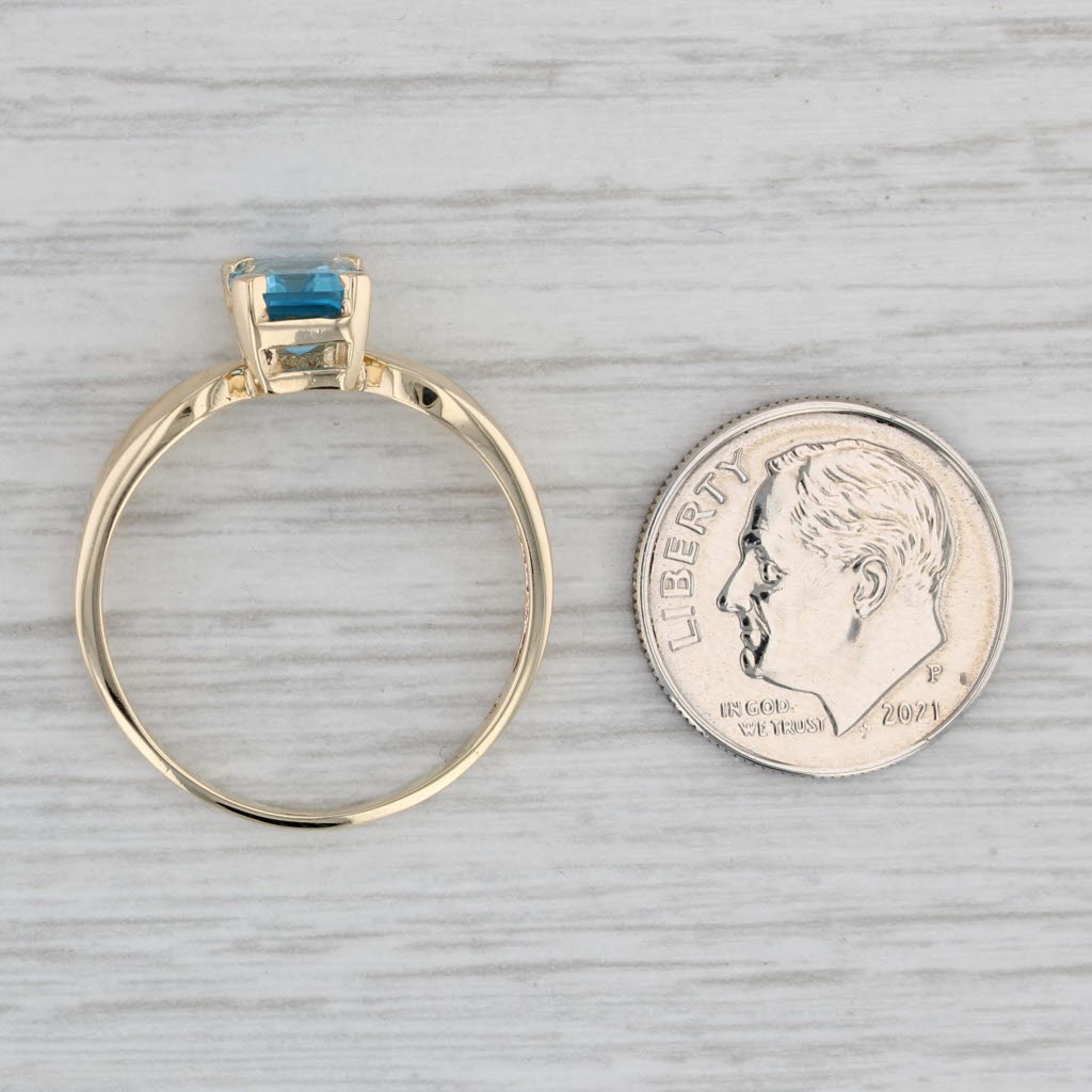 Gray 1.70ct Blue Topaz Solitaire Ring 10k Yellow Gold Size 10.25 Emerald Cut