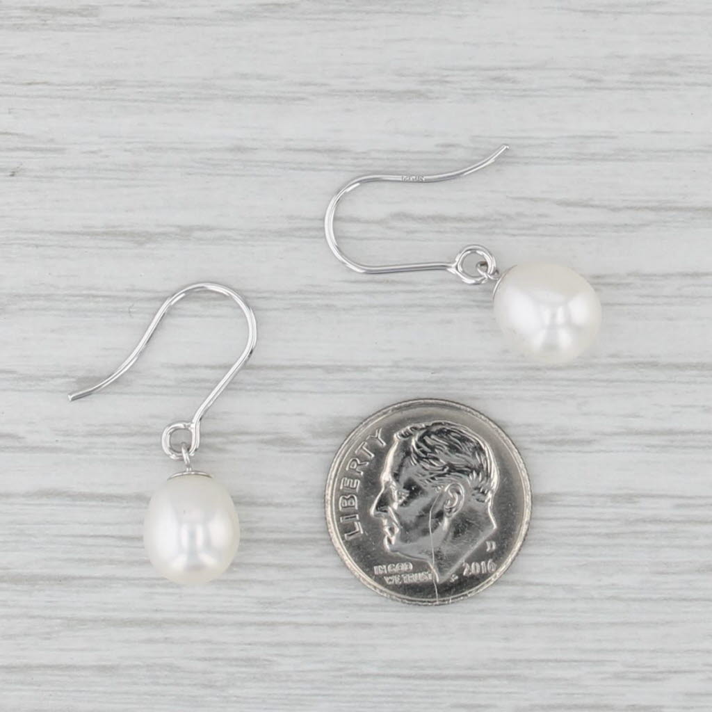 Freshwater Cultured Pearl Dangle Earrings 14k White Gold Hook Post Drops