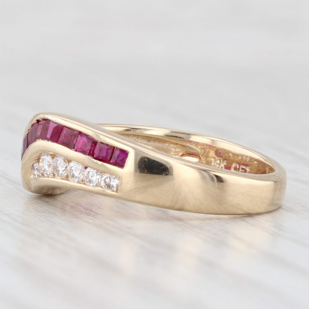 Light Gray 1.04ctw Ruby Diamond Contoured Ring 14k Yellow Gold Size 6.5 Band
