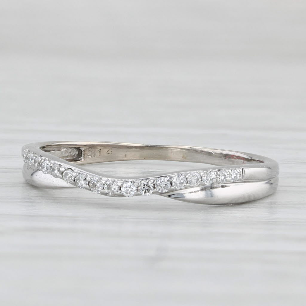 Light Gray Contoured Diamond Wedding Band 14k White Gold Size 6.75 Ring Stackable