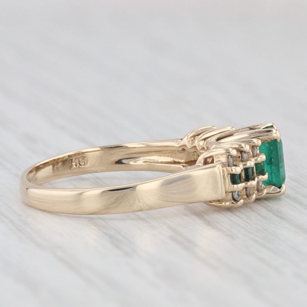 Light Gray 0.66ctw Oval Emerald Diamond Ring 14k Yellow Gold Size 7